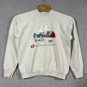 Vintage American Dairy Association Graphic Raglan Gray Sweatshirt XL Farm USA